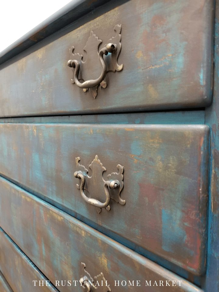 Boho paint finish close up of drawers