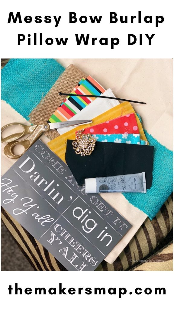 DIY Messy Bow Burlap Pillow Wrap DIY