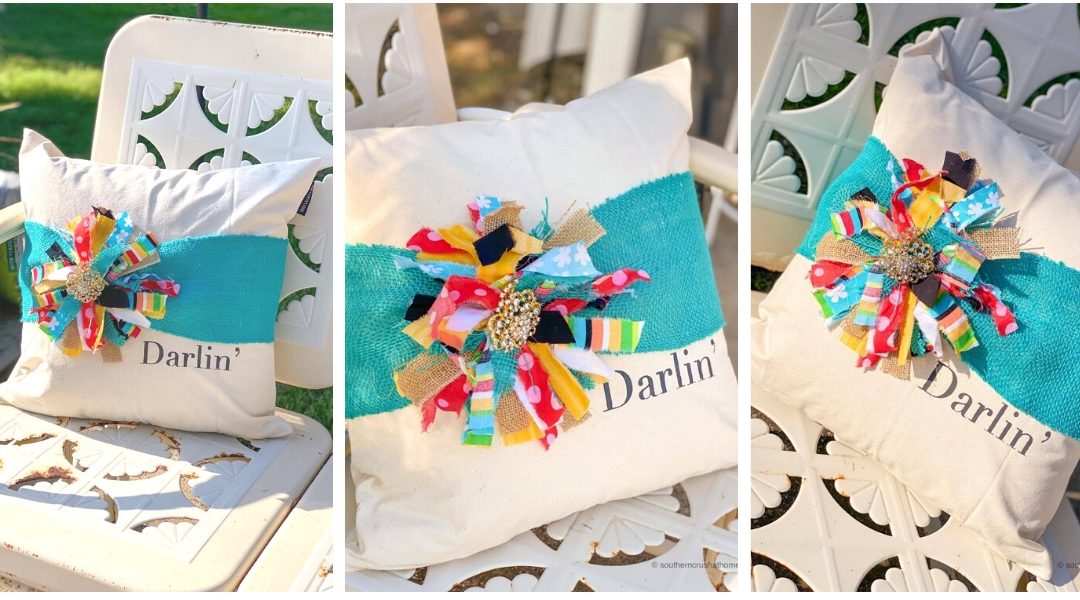 How to make a Messy Bow Burlap Pillow Wrap DIY