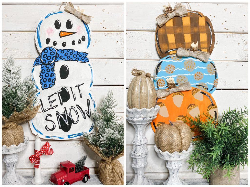 Dollar Tree DIY Foam board Reversible Pumpkin and Snowman