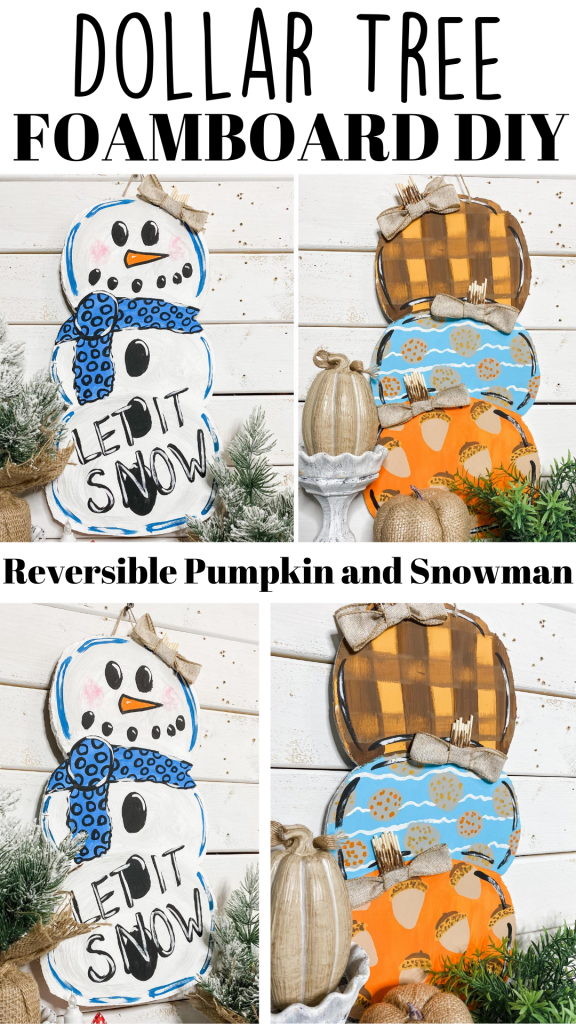 Dollar Tree DIY Foam board Reversible Pumpkin and Snowman