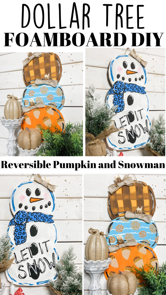 Dollar Tree DIY Foam board Reversible Pumpkin and Snowman