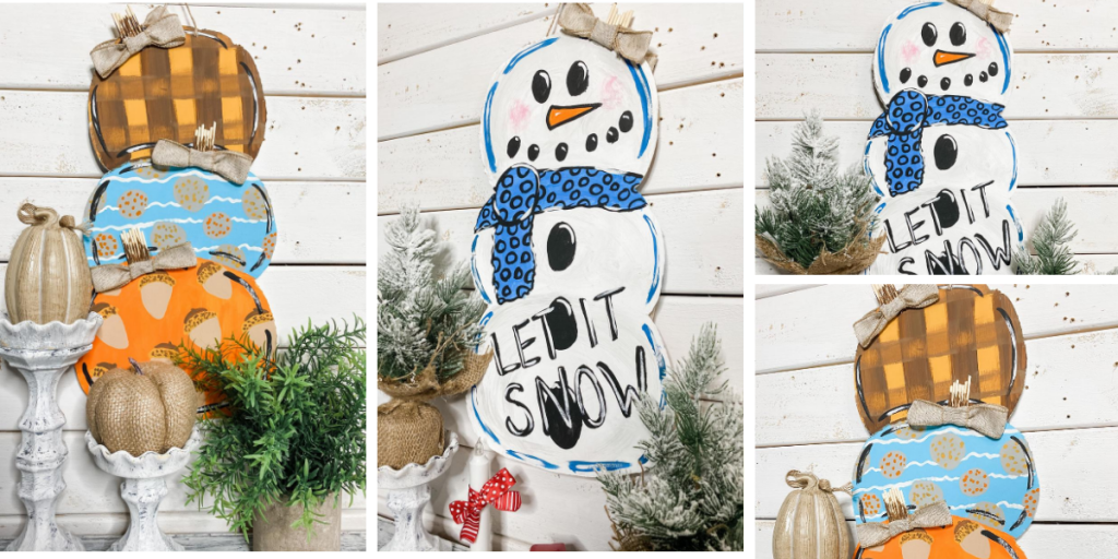 Dollar Tree DIY Foam board Reversible Pumpkin and Snowman