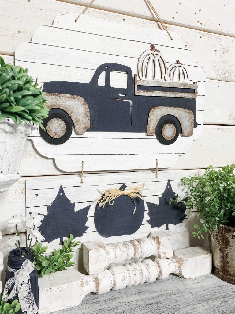 Dollar Tree Rustic Fall Truck DIY side angle