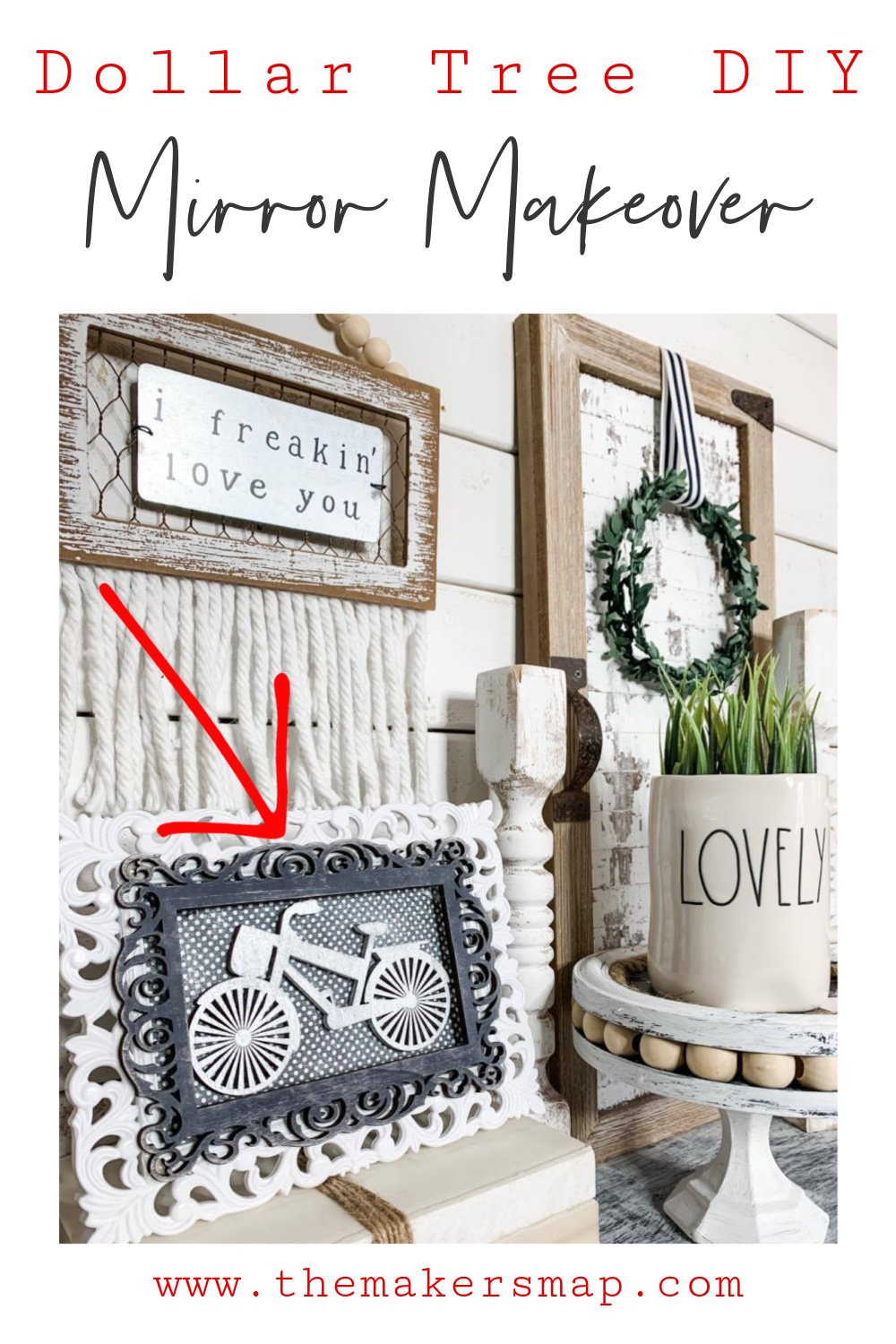 Dollar Tree Mirror Farmhouse Makeover