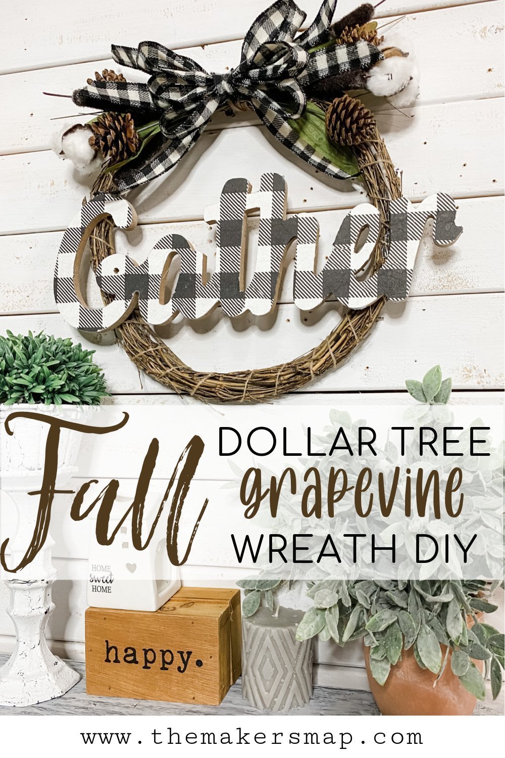 How to Make a Fall Dollar Tree Grapevine Wreath DIY