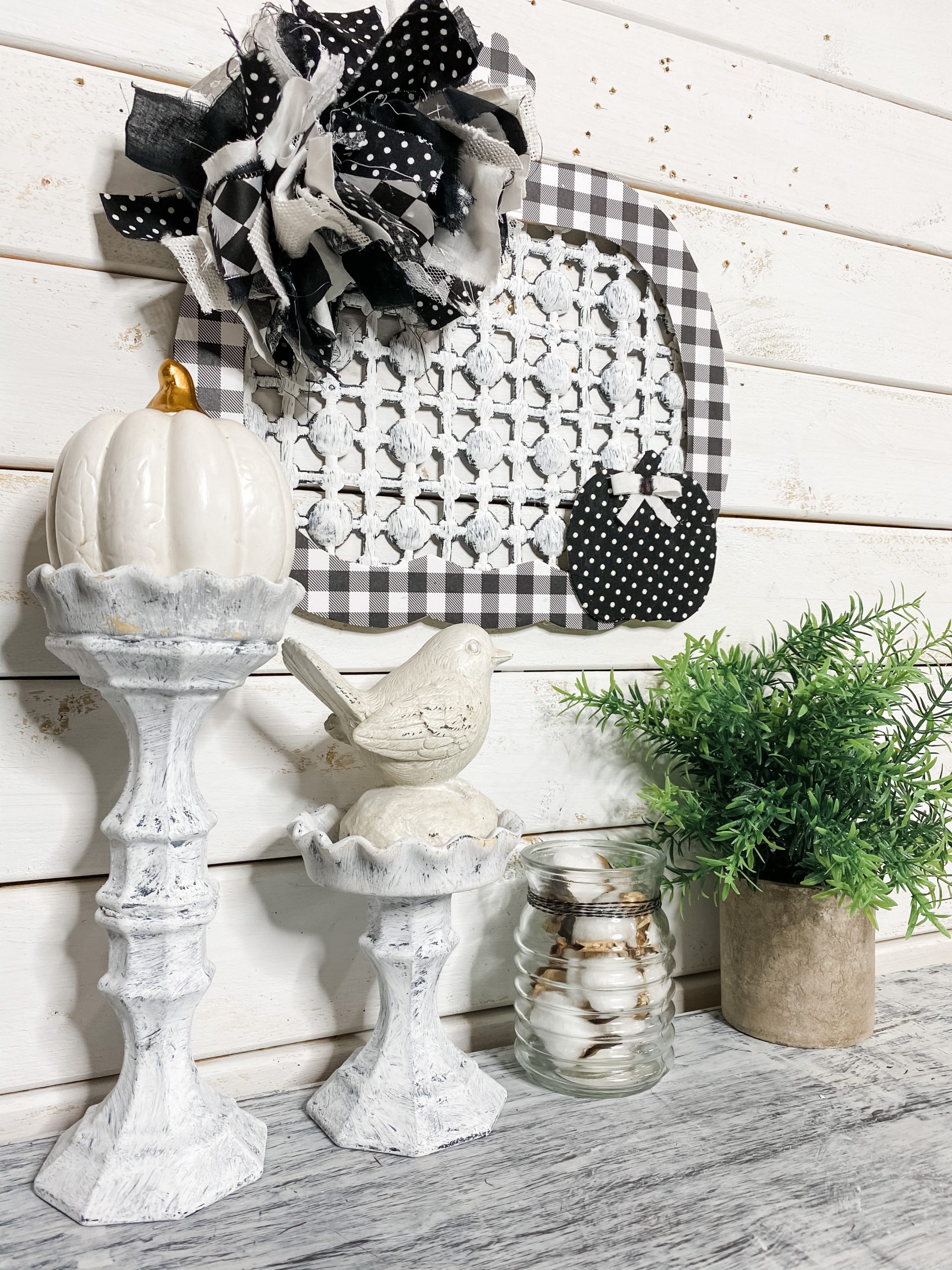 diy a fall buffalo check pumpkin with dollar tree bath mat