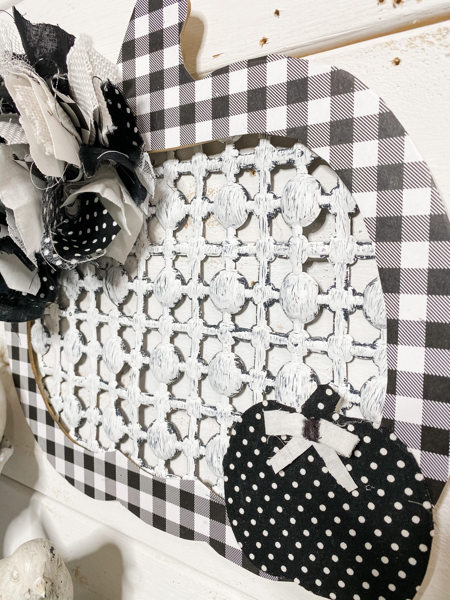 How to DIY a Fall Buffalo Check Pumpkin with a Dollar Tree Bath Mat