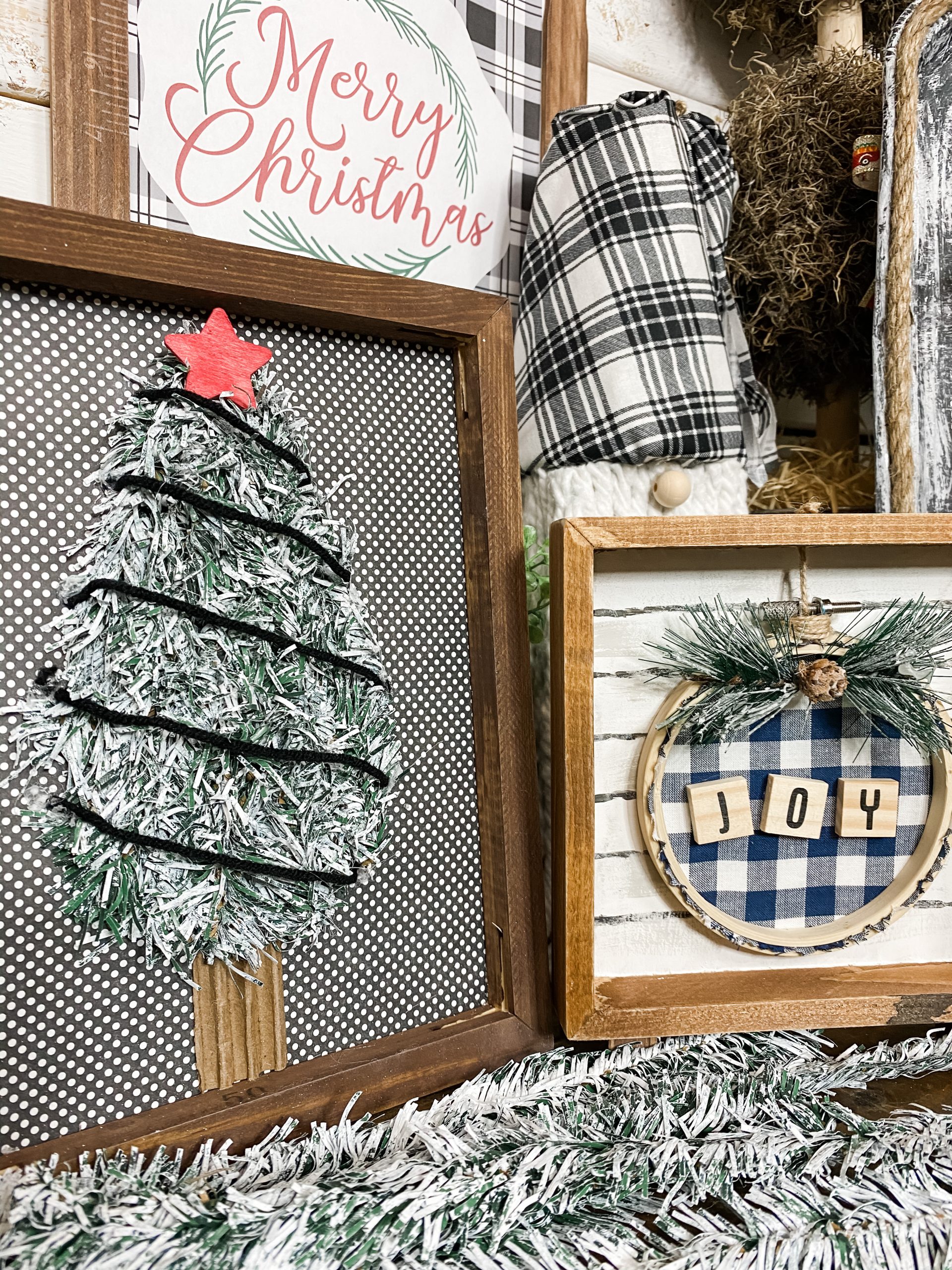 DIY Dollar Tree Reverse Canvas Christmas Tree Decor