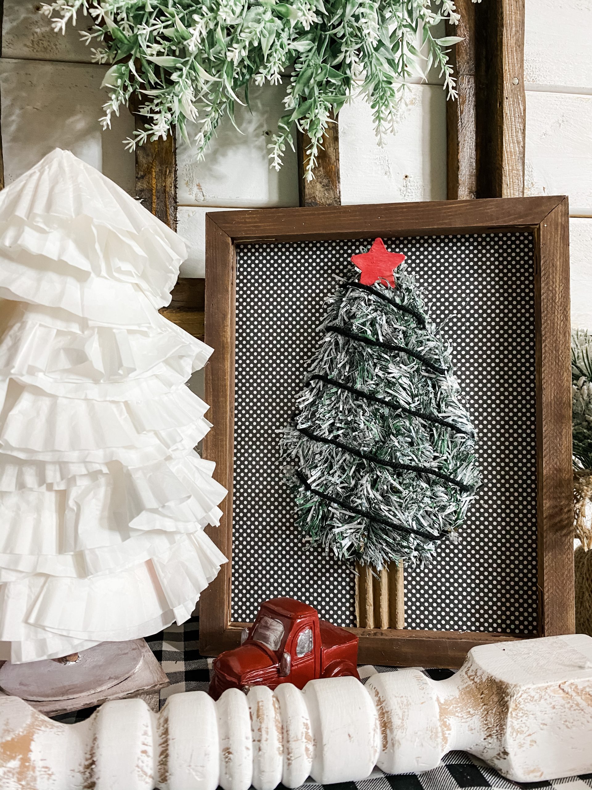 DIY Dollar Tree Reverse Canvas Christmas Tree Decor