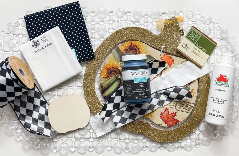 How to DIY a Fall Buffalo Check Pumpkin with a Dollar Tree Bath Mat