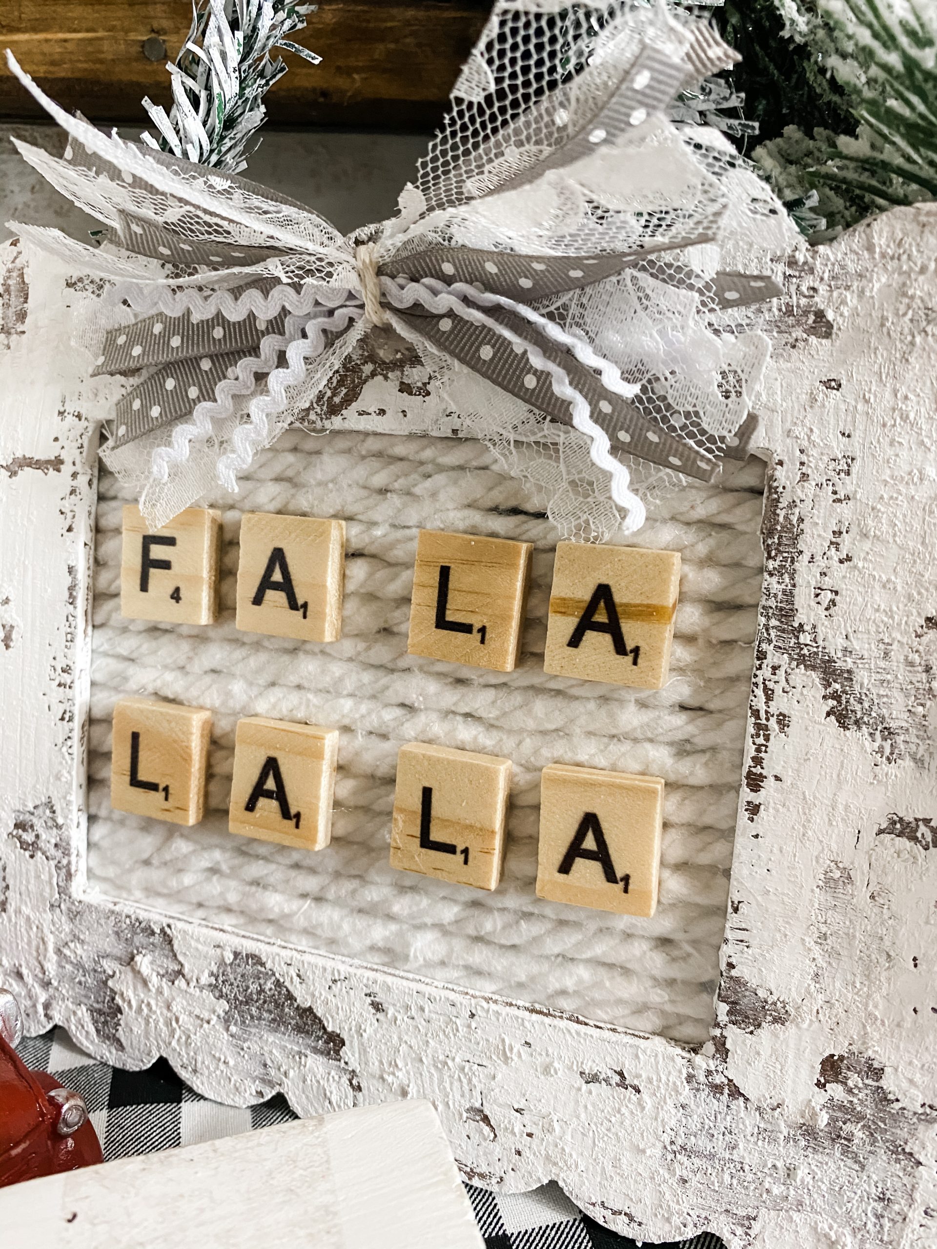 Dollar Tree Shabby Farmhouse Christmas Sign DIY