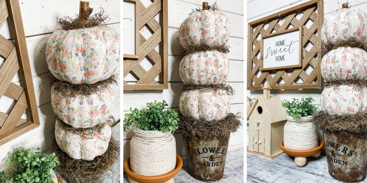 Make a Dollar Tree Fall Foam Pumpkin Topiary DIY.
