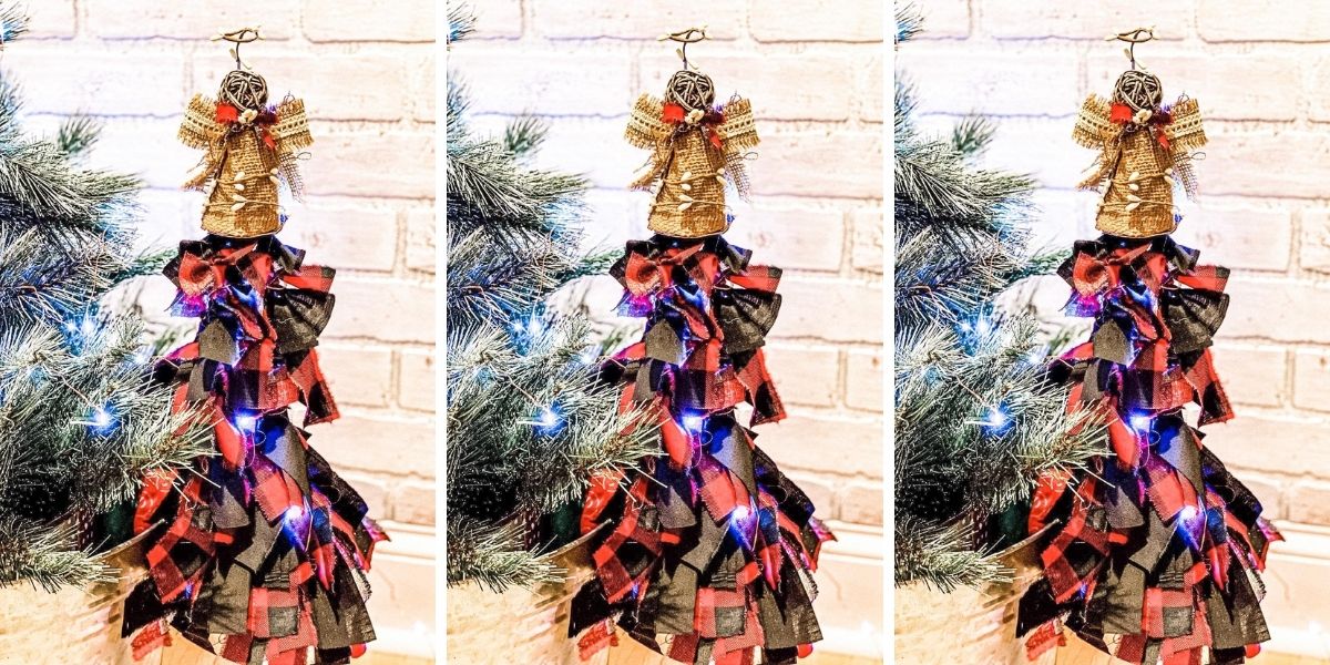 Dollar Tree DIY Shabby Chic Rag Bow Christmas Tree