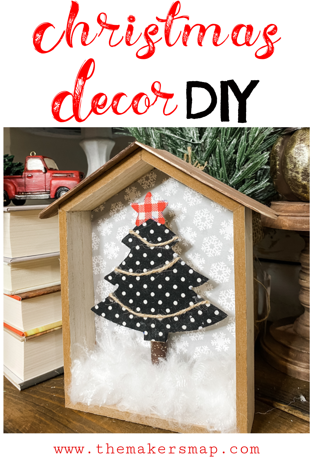 DIY Christmas Tree Shelf Decor