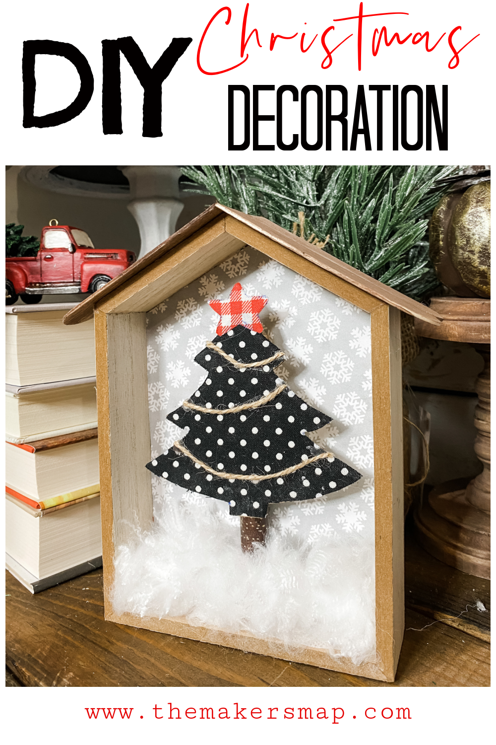 DIY Christmas Tree Shelf Decor