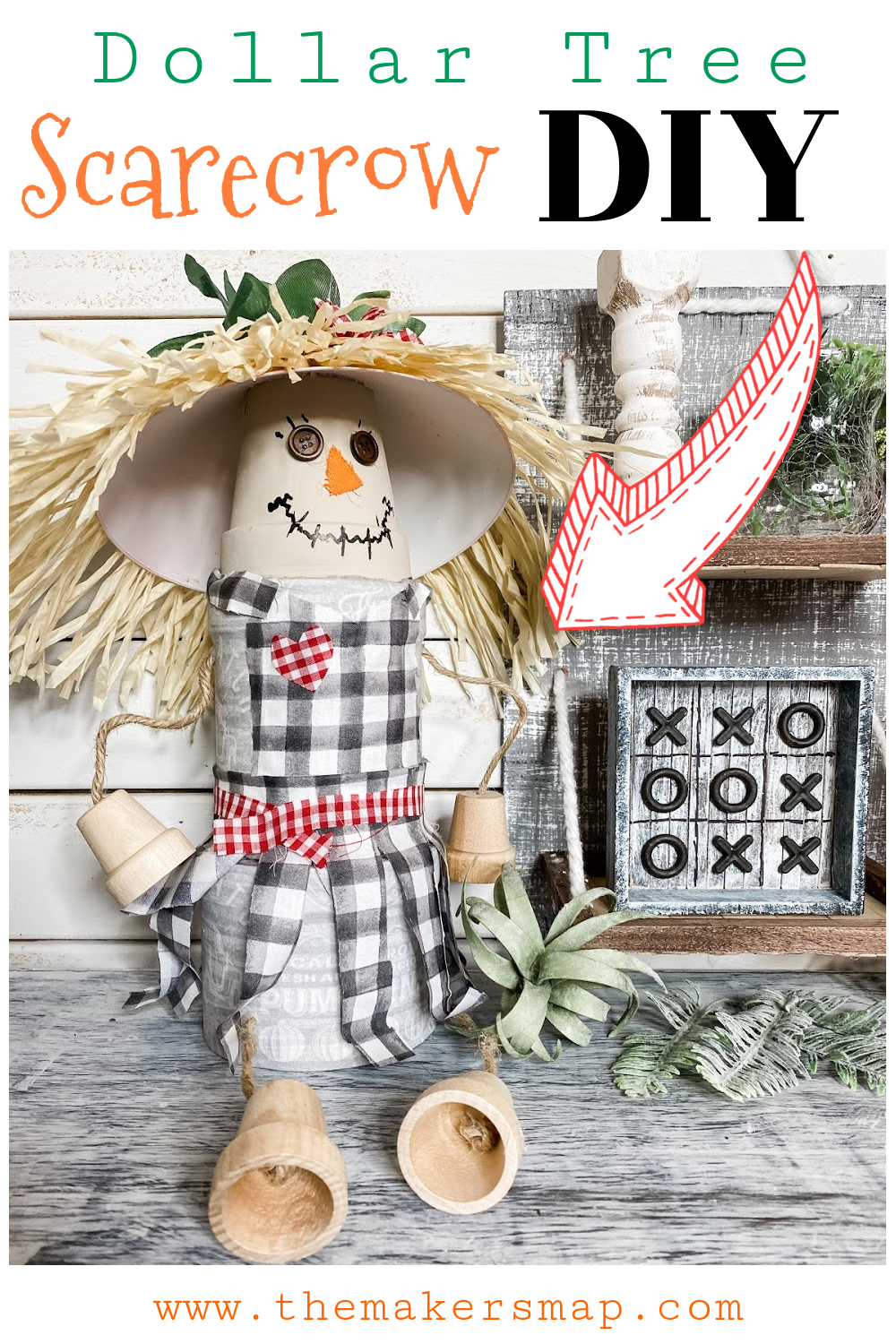 how to make an easy diy scarecrow shelf sitter