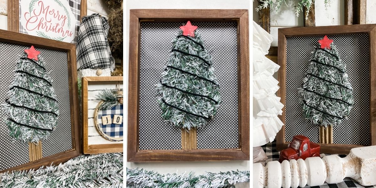 DIY Dollar Tree Reverse Canvas Christmas Tree Decor