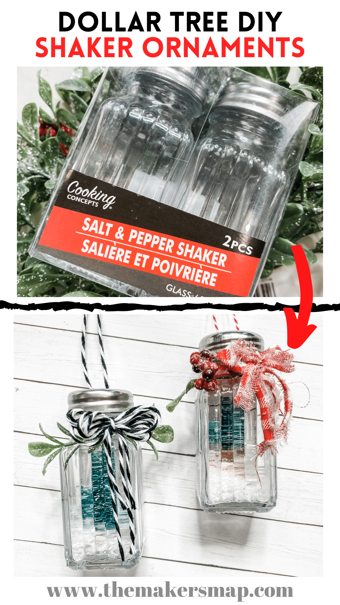 Christmas Salt and Pepper Shaker DIY Ornaments