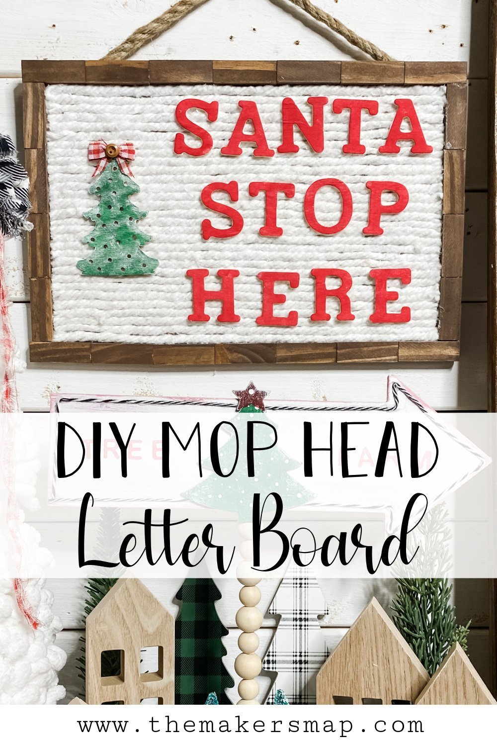 DIY Dollar Tree Mop Head Christmas Letter Board