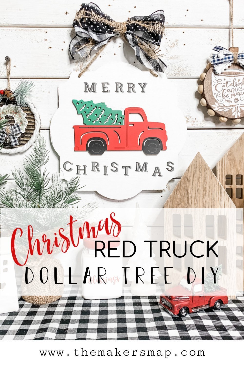 Dollar Tree DIY Red Truck Christmas Decor