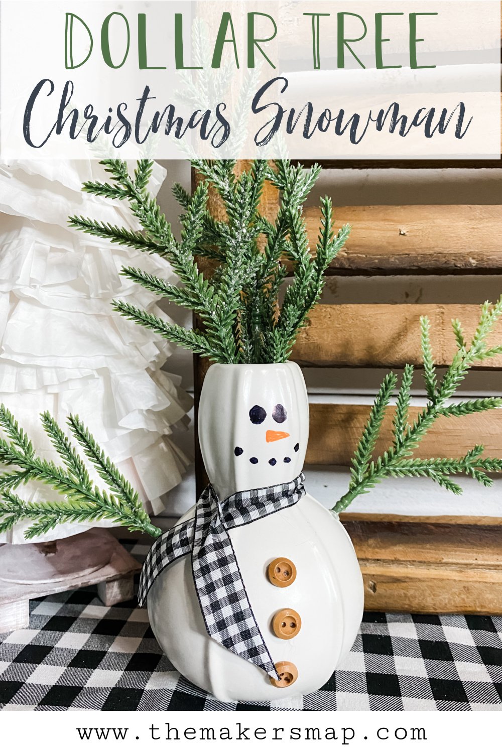 Dollar Tree Vase DIY Christmas Snowman