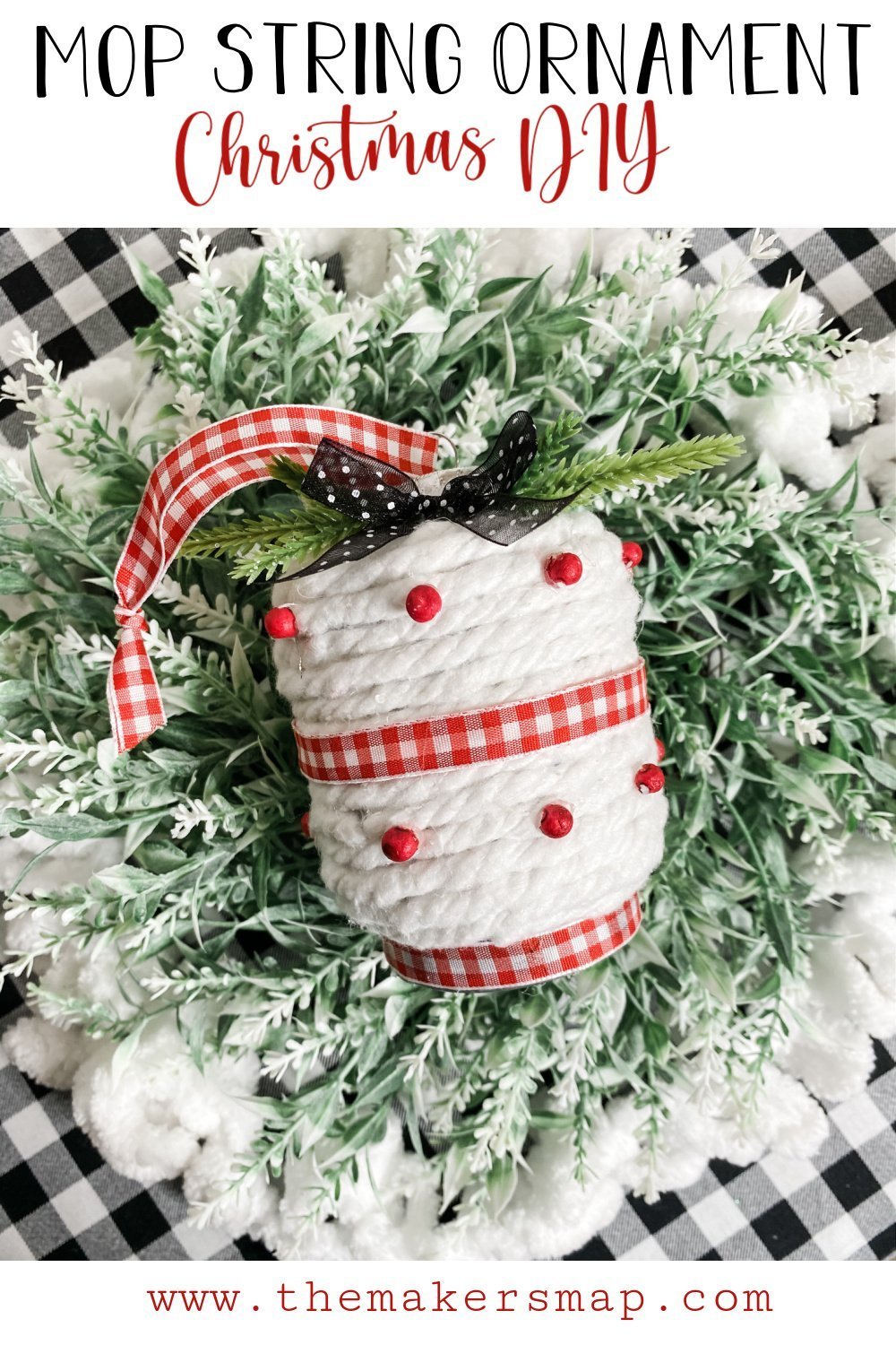 DIY Dollar Tree Mop String Christmas Ornaments