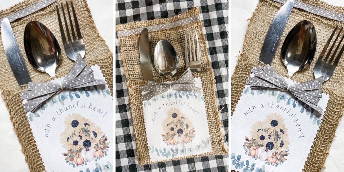 Friendsgiving Silverware Table Setting Free Printable for Thanksgiving