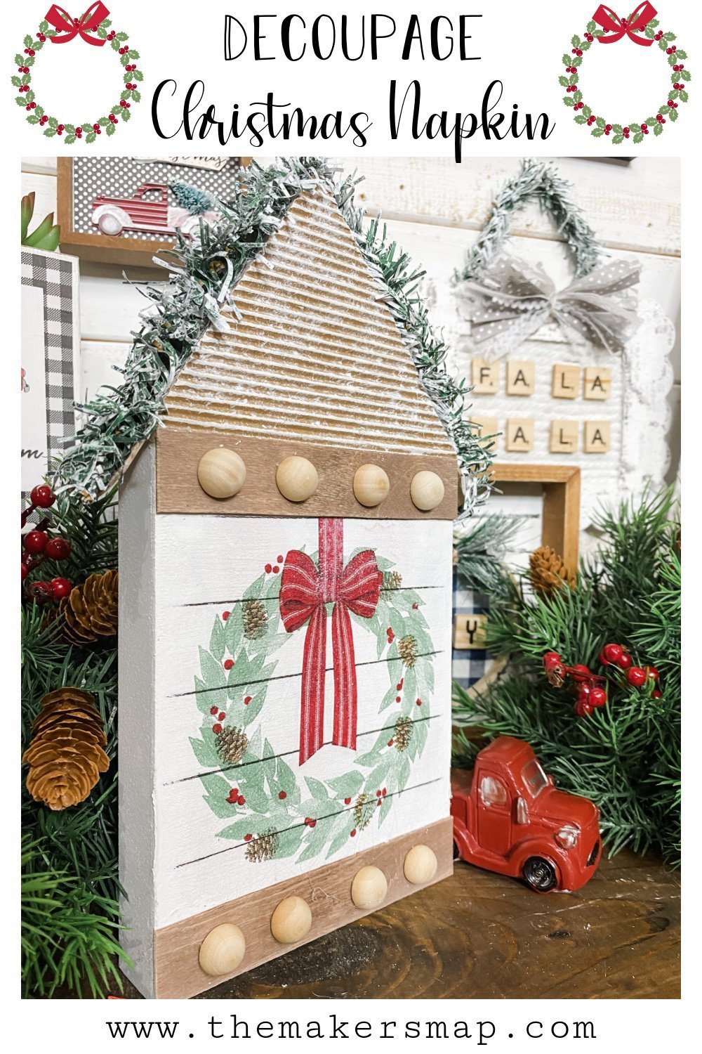 How to Decoupage Wood Christmas DIY Decor Ideas