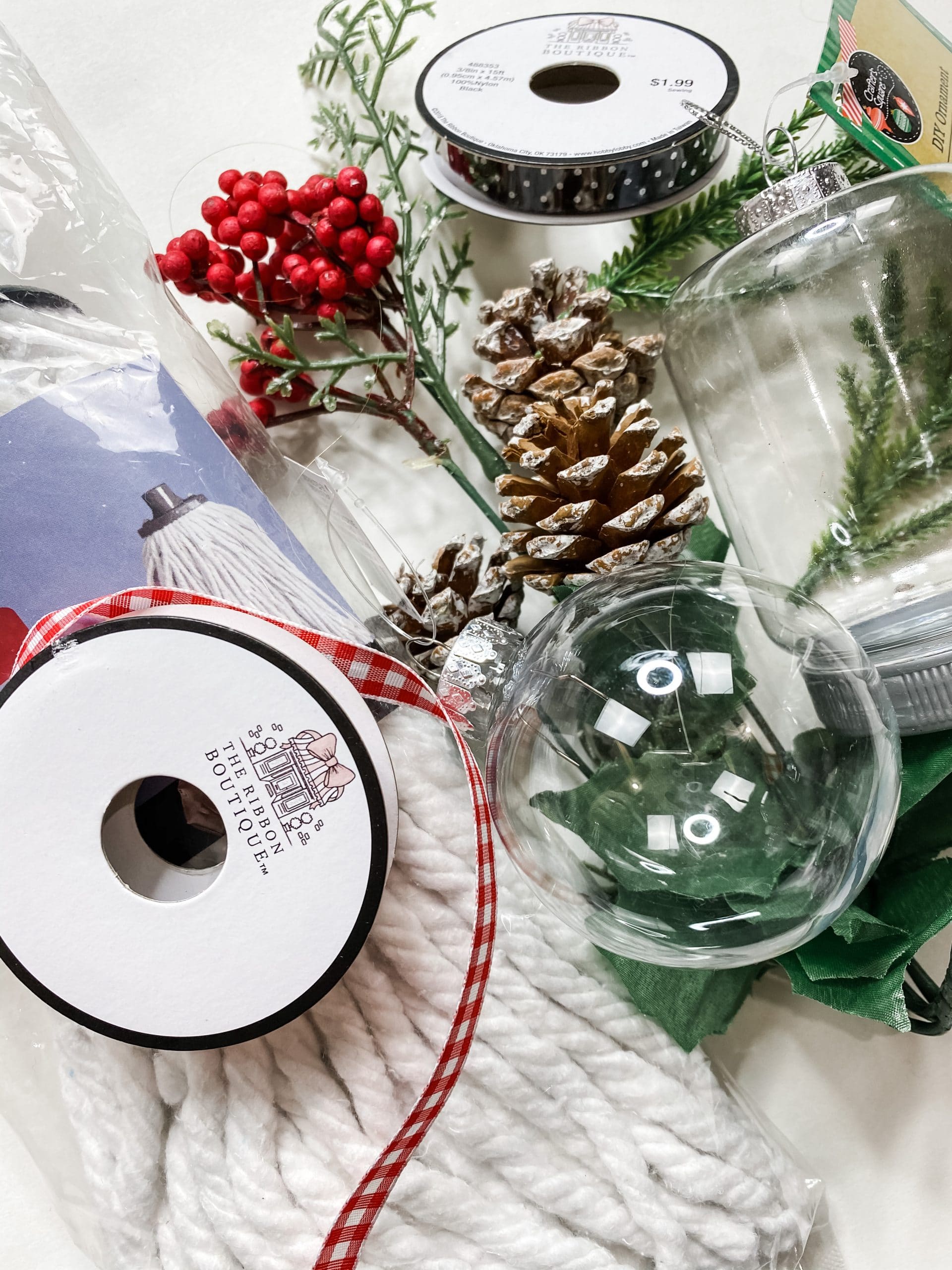 DIY Dollar Tree Mop String Christmas Ornaments