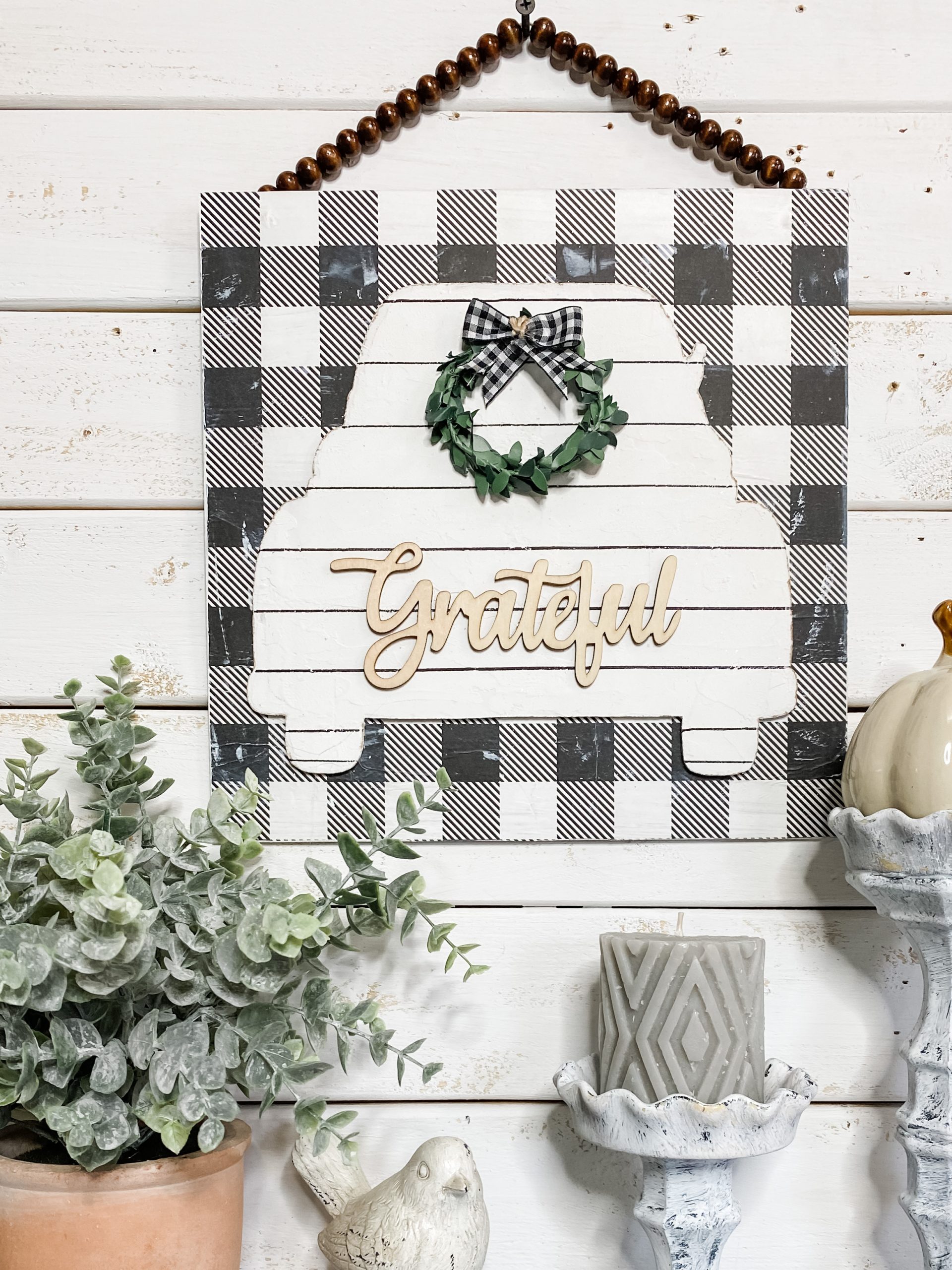 Dollar Tree DIY Buffalo Check Home Decor