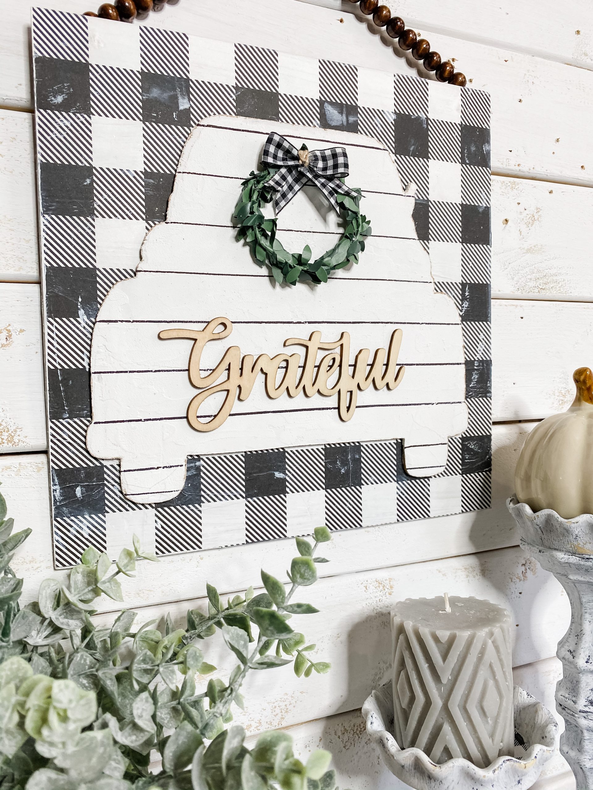 Dollar Tree DIY Buffalo Check Home Decor