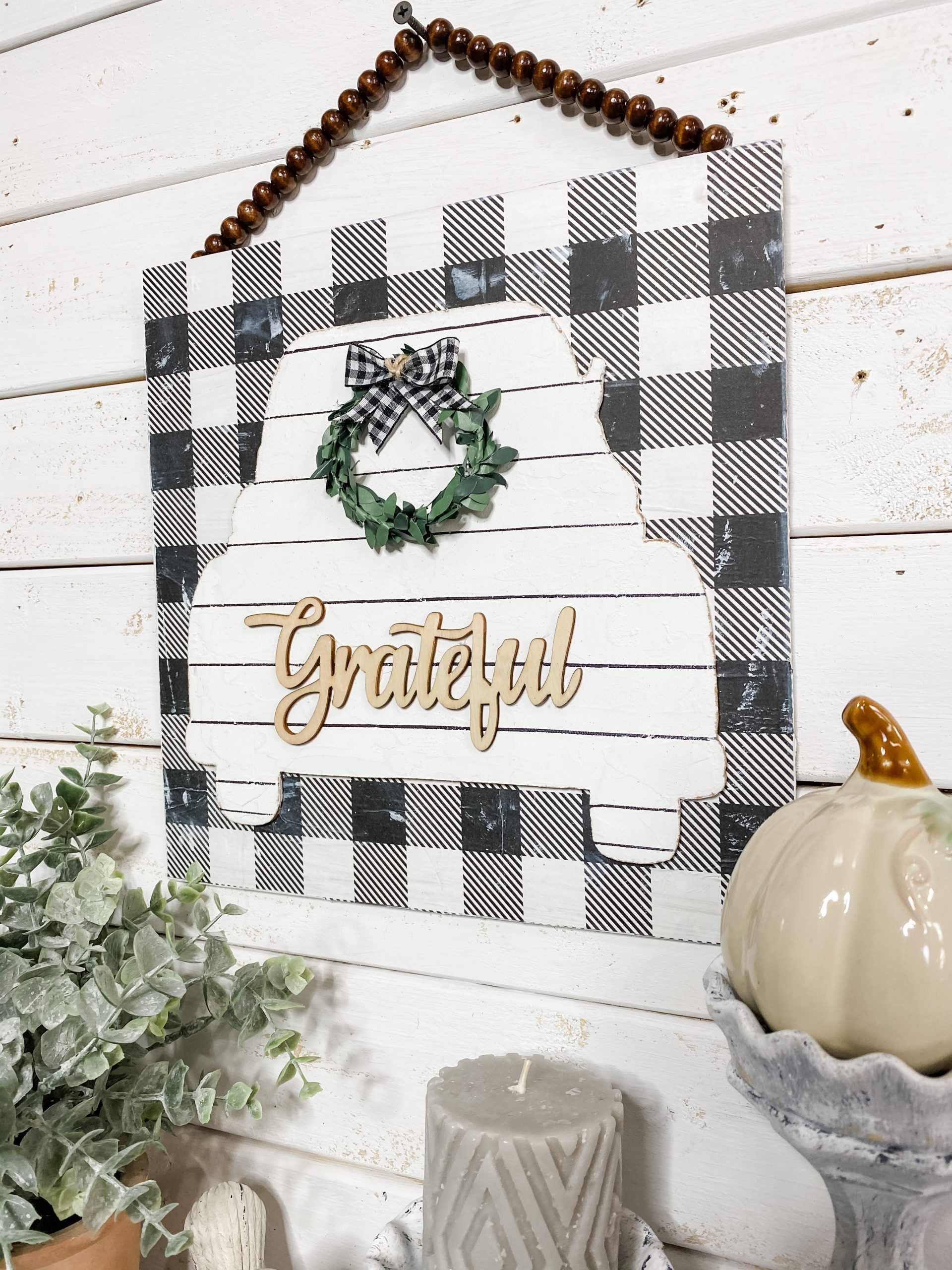 Dollar Tree DIY Buffalo Check Home Decor