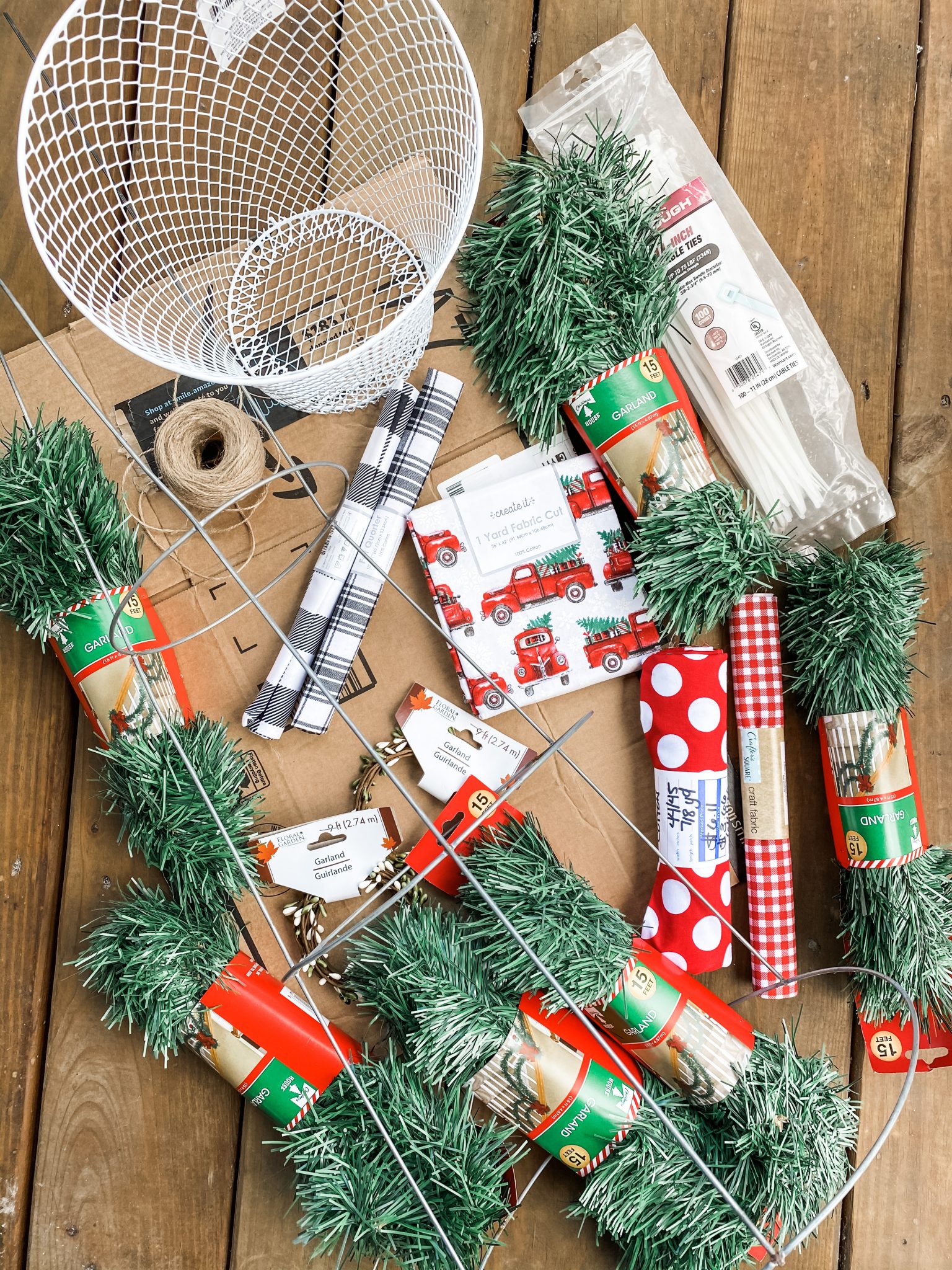 Easily Make DIY Tomato Cage Christmas Trees on a budget