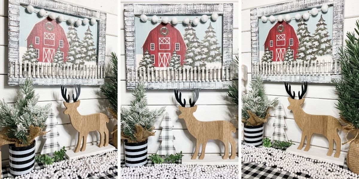 DIY Dollar Tree Gift Bag Christmas Barn Decor