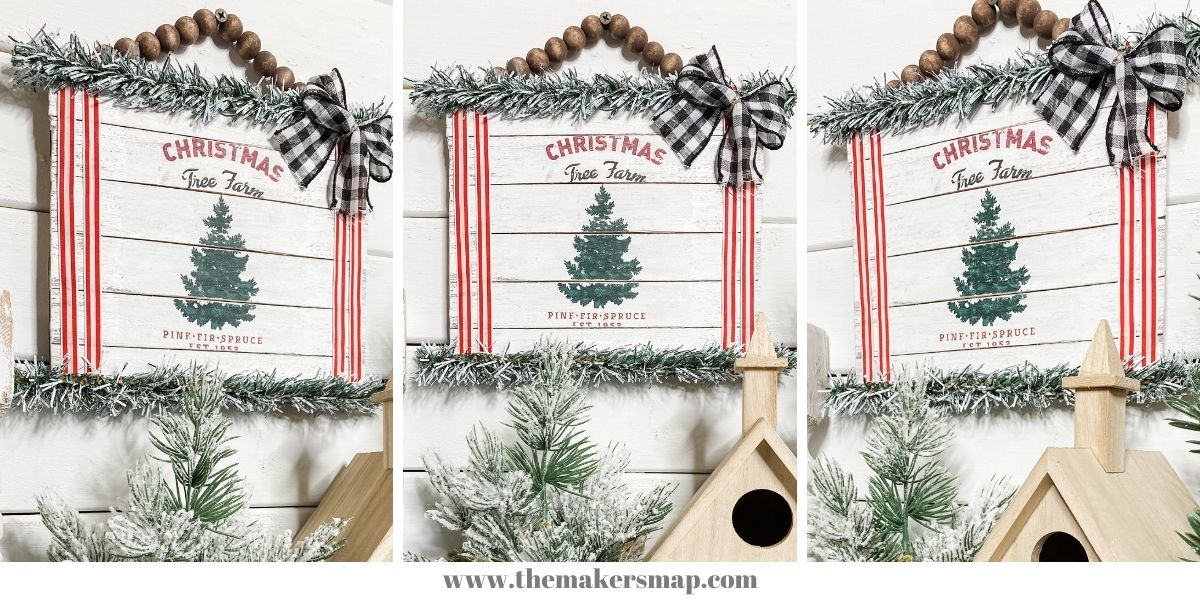 Easy Napkin Decoupage DIY Christmas Sign