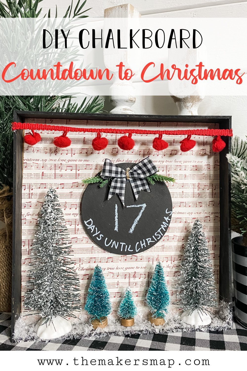 Dollar Tree Chalkboard DIY Countdown to Christmas Sign.