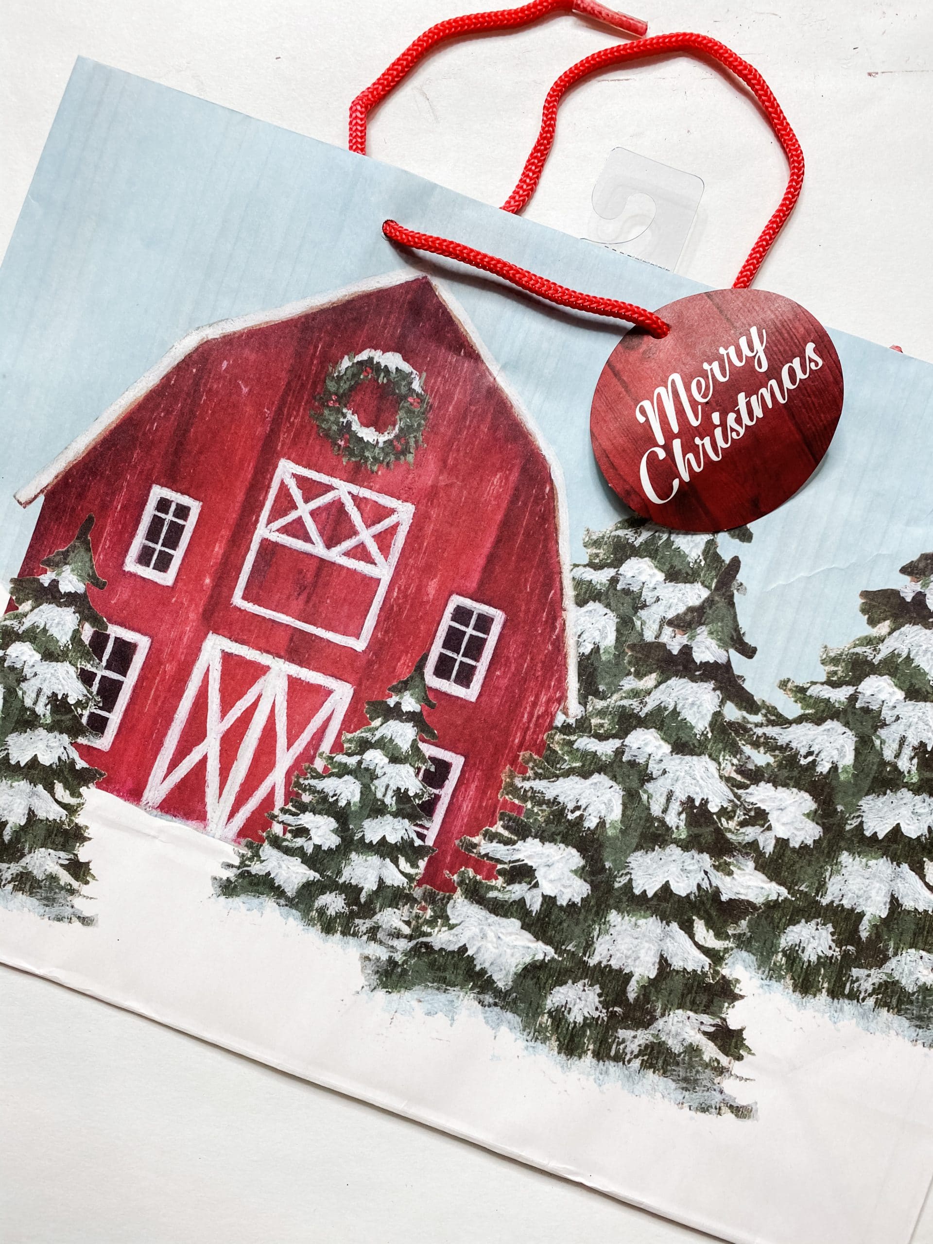 DIY Dollar Tree Gift Bag Christmas Barn Decor