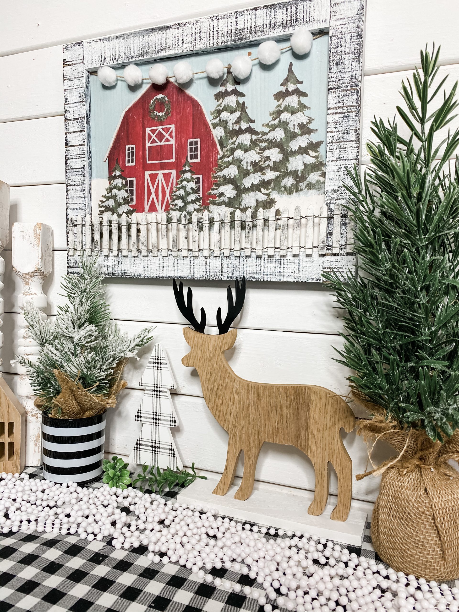 DIY Dollar Tree Gift Bag Christmas Barn Decor