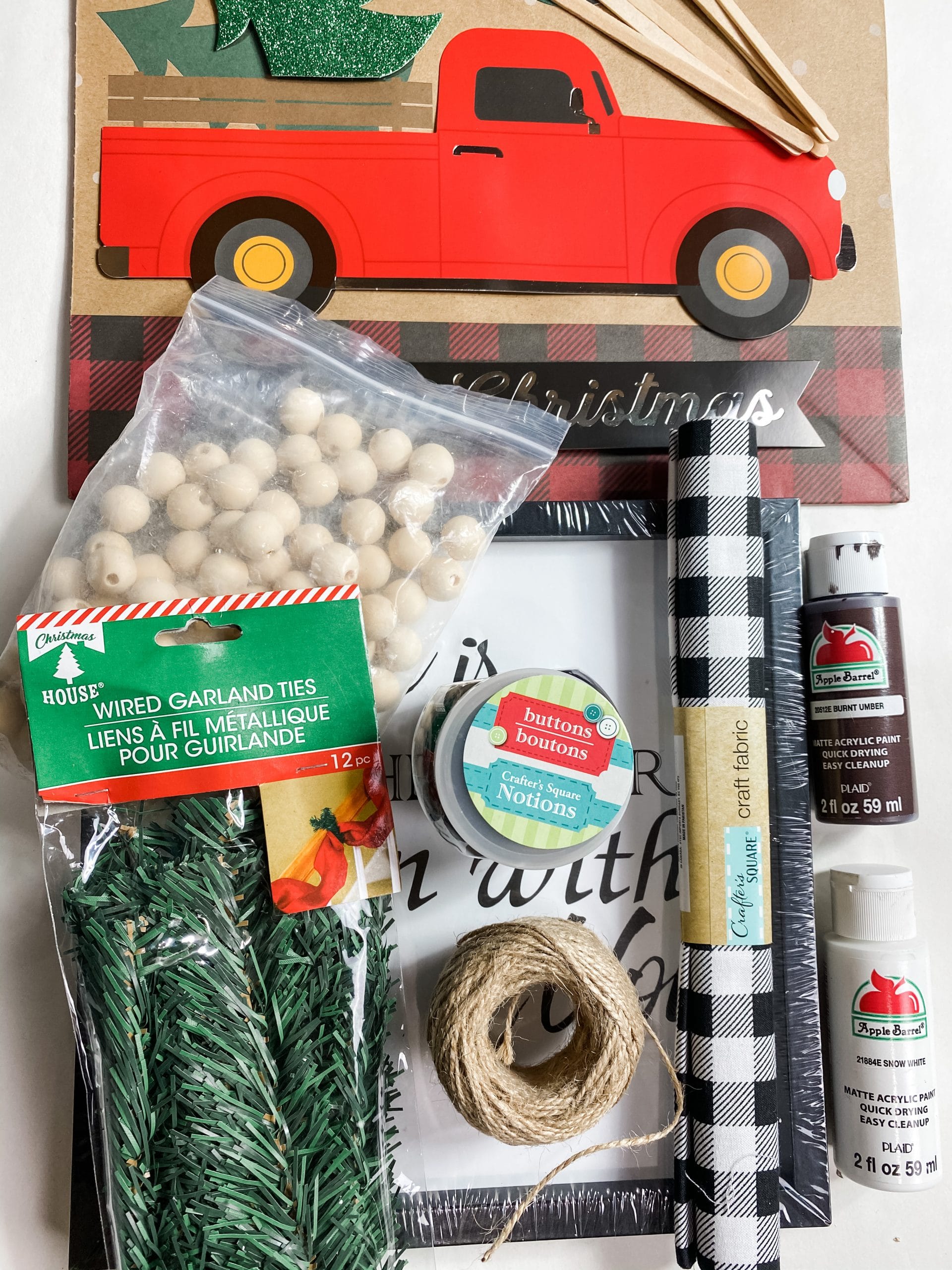 Dollar Tree Red Truck Gift Bag DIY Christmas Sign