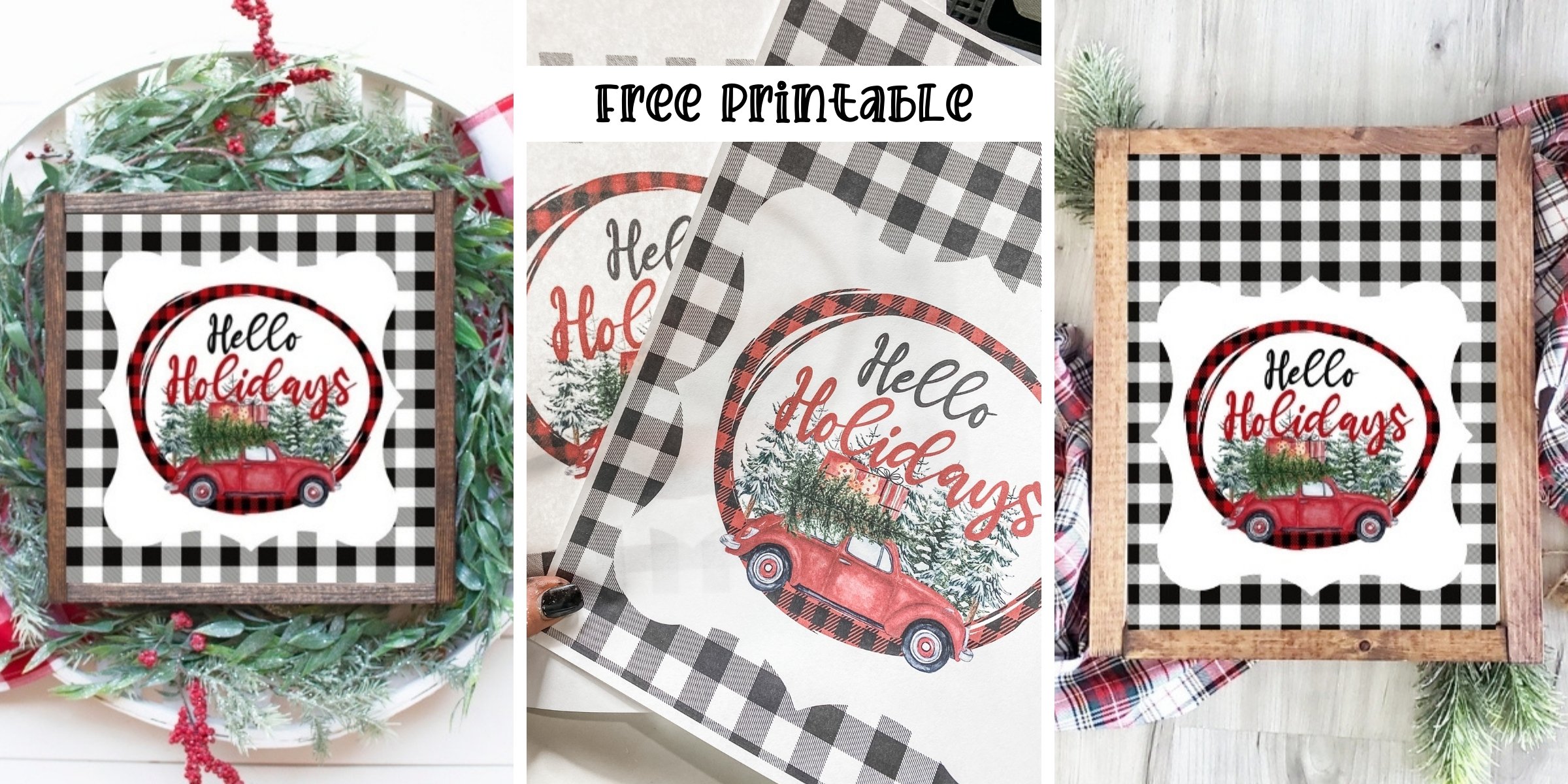 Free Christmas Printable with Buffalo Check