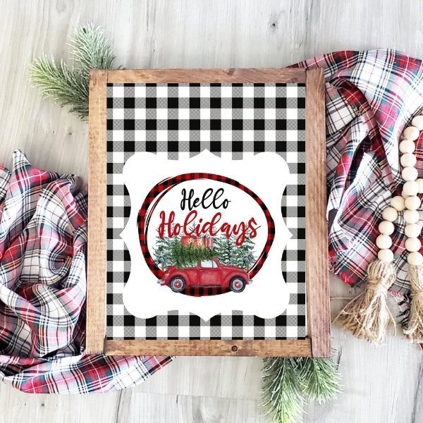 Free Christmas Printable with Buffalo Check