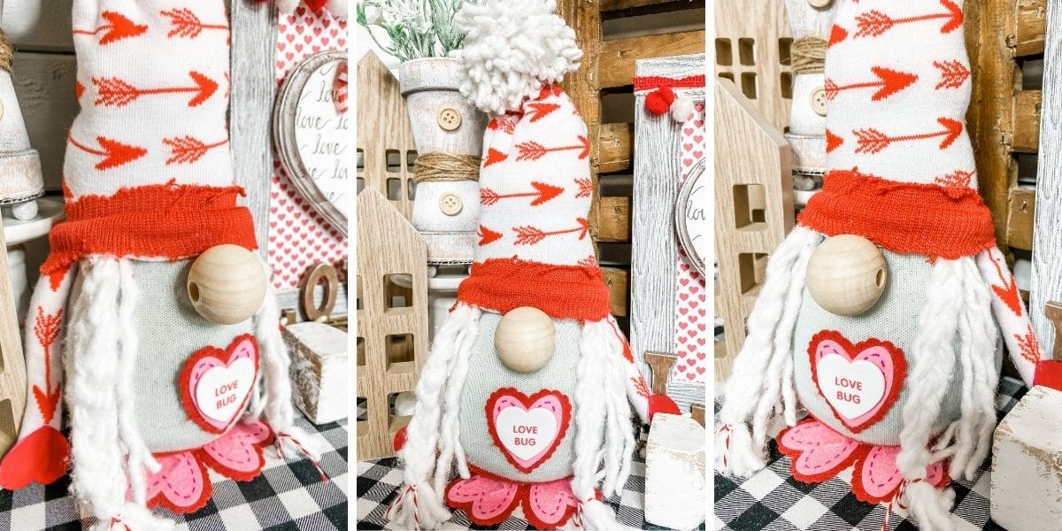 DIY Dollar Tree Mop and Sock Valentine’s Day Gnome