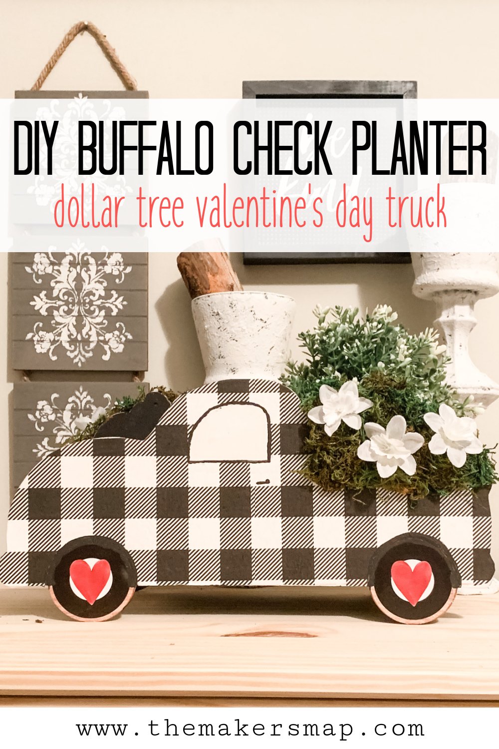 DIY Dollar Tree Truck Buffalo Check Planter