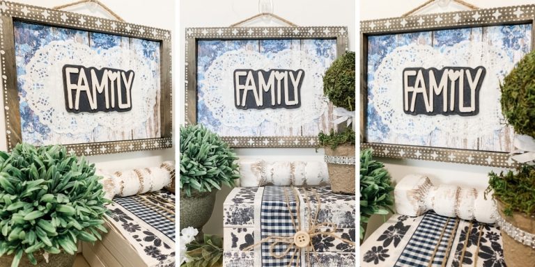 DIY Boho Doily Family Sign