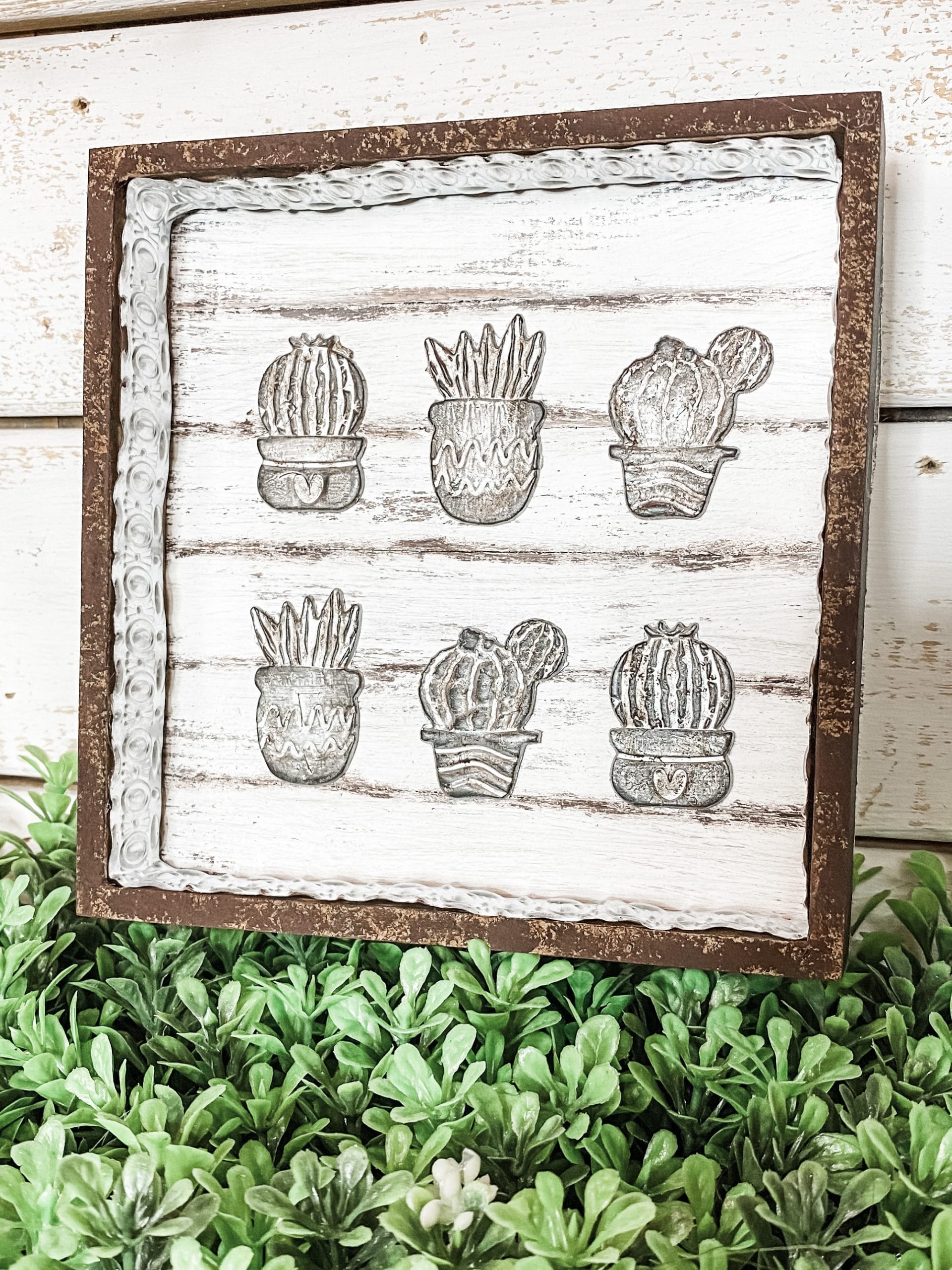 DIY Rustic Decor with Dollar Tree Cactus Succulent Stickers