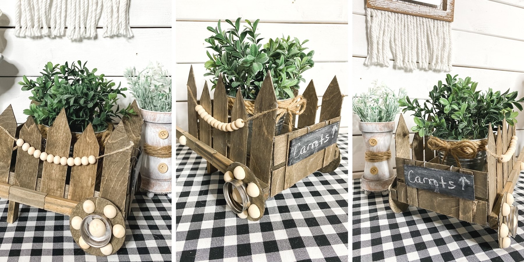 Wayfair Dupe – DIY Mini Wooden Wheelbarrow Planter