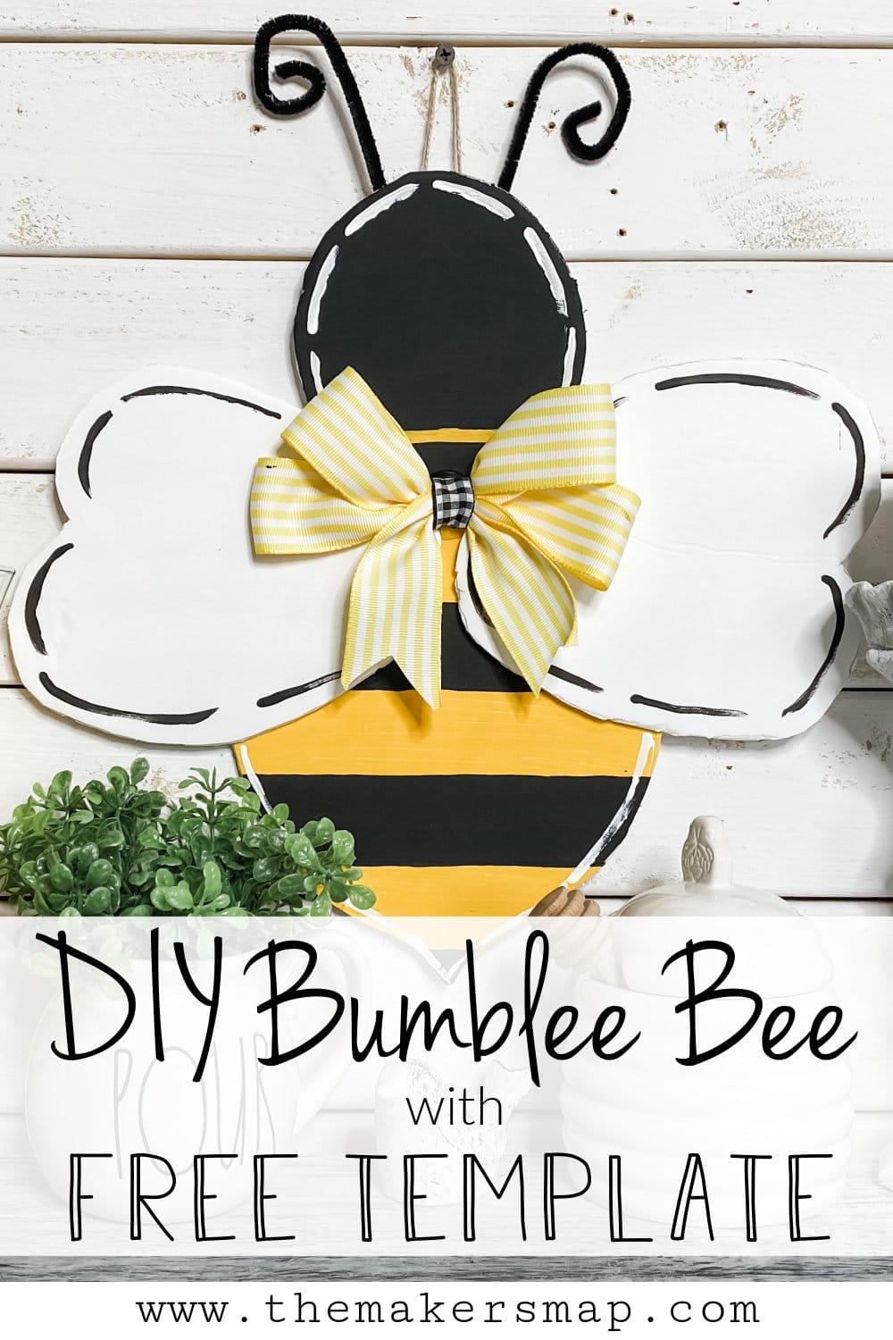 DIY Bumble Bee Door Hanger with Free Template