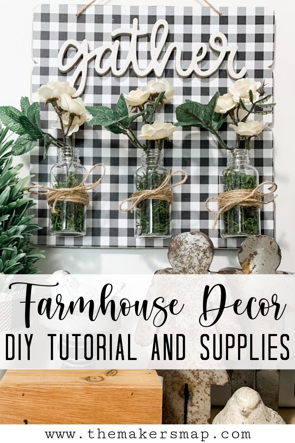 DIY Farmhouse Buffalo Check Gather Sign