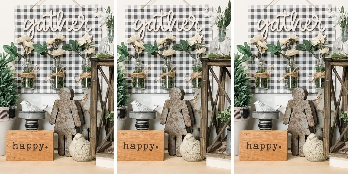 DIY Farmhouse Buffalo Check Gather Sign